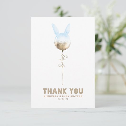 いくつかのバニーバルーンベビーシャワー小さいありがとう サンキューカード (スタンド正面)