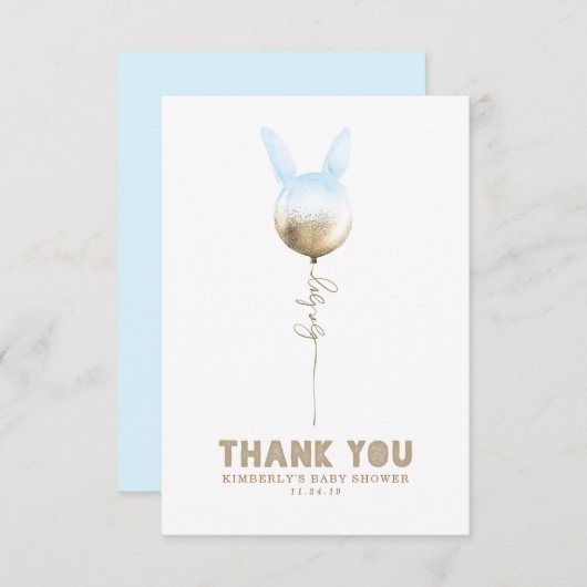 いくつかのバニーバルーンベビーシャワー小さいありがとう サンキューカード (正面/裏面)
