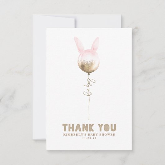 いくつかのバニーバルーンベビーシャワー小さいありがとう サンキューカード (正面)