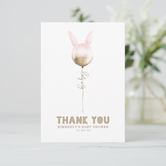 いくつかのバニーバルーンベビーシャワー小さいありがとう サンキューカード (スタンド正面)