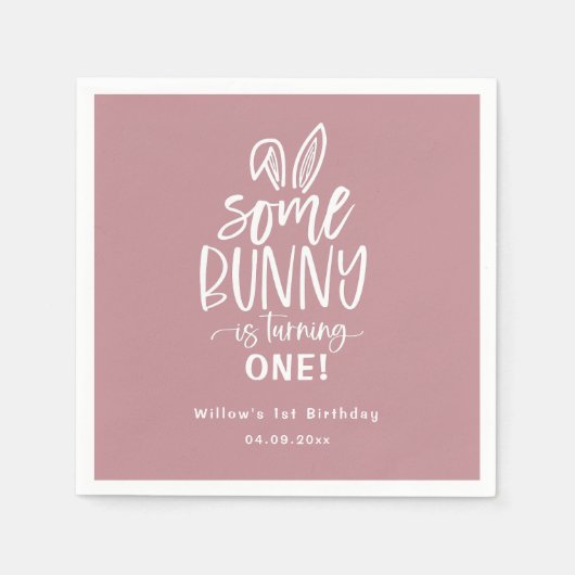 いくつかのバニーバースデーパーティナプキンス スタンダードカクテルナプキン (正面)