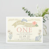 いくつかのバニーパステルイエロー1st誕生日 招待状 (スタンド正面)