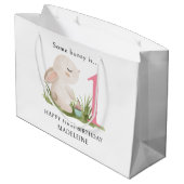いくつかのバニーパーソナライズされたは1歳の誕生日 ラージペーパーバッグ (裏面アングル)