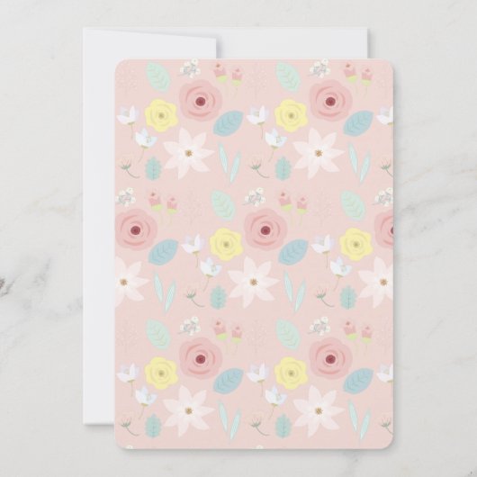 いくつかのバニーピンクのフローラ蝶の赤ちゃんシャワー 招待状 (裏面)