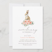 いくつかのバニーピンクフローラガールバースデーパーティー 招待状 (正面)