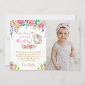 いくつかのバニーフラワーズ誕生日写真サンキューカード サンキューカード (正面)