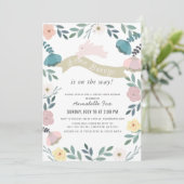 いくつかのバニーフローラガーデンガールバーチャル赤ちゃんシャワー 招待状 (スタンド正面)