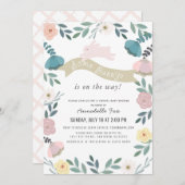 いくつかのバニーフローラガーデンガールバーチャル赤ちゃんシャワー 招待状 (正面/裏面)