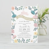 いくつかのバニーフローラガーデンガールベビーシャワー 招待状 (スタンド正面)