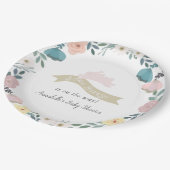 いくつかのバニーフローラガーデンガールホワイトベビーシャワー ペーパープレート (アングル)