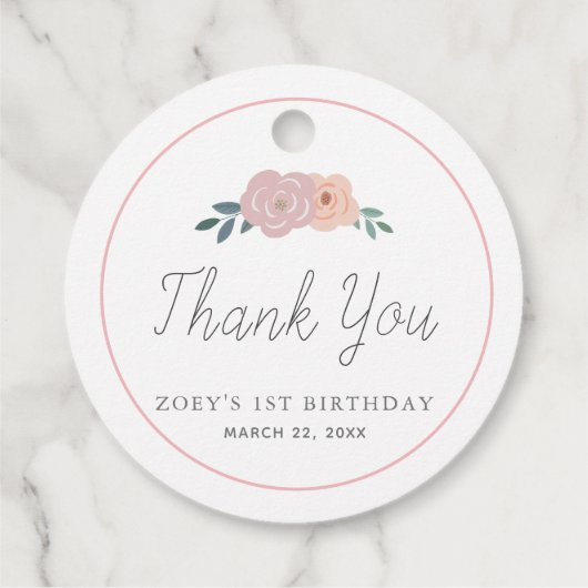 いくつかのバニーフローラガーデン1stバースデーピンク フェイバータグ (裏面)