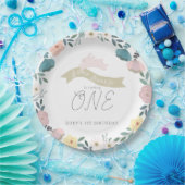 いくつかのバニーフローラガーデン1stバースデーホワイト ペーパープレート (パーティー)