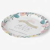 いくつかのバニーフローラガーデン1stバースデーホワイト ペーパープレート (アングル)