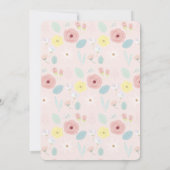 いくつかのバニーフローラバタフライピンク1日の誕生日 招待状 (裏面)