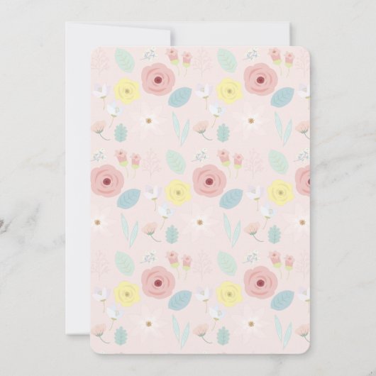 いくつかのバニーフローラバタフライピンク1日の誕生日 招待状 (裏面)