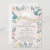 いくつかのバニーフローラピンクの女の子ドライブバイベビーシャワー 招待状 (正面)