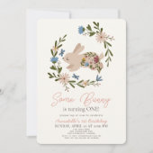 いくつかのバニーフローラリース1st誕生日 招待状 (正面)