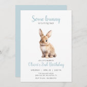 いくつかのバニーブルー子供の誕生日パーティの招待状 招待状 (正面/裏面)