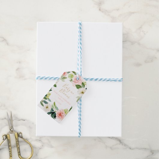 いくつかのバニーベビーシャワーベビーの開花メッセージカード ギフトタグ (より糸付き)