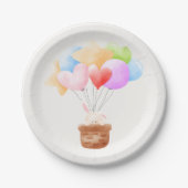 いくつかのバニーレインボーバルーンバンベイビーシャワー紙 ペーパープレート (正面)