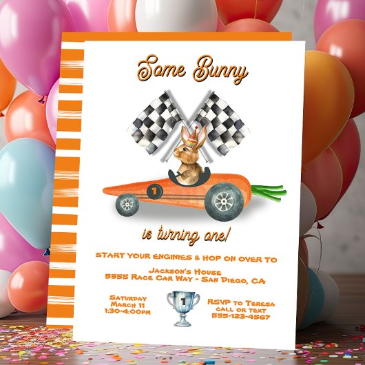 いくつかのバニーレースカーイースター春誕生日 招待状