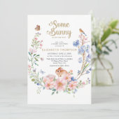 いくつかのバニーワイルドフラワーガーデンかわいい赤ちゃんシャワー 招待状 (スタンド正面)