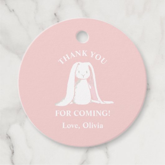 いくつかのバニーワンピンクギンガム誕生日紙プラット フェイバータグ (正面)