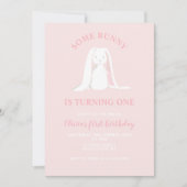 いくつかのバニーワンピンクファースト誕生日招待状 招待状 (正面)