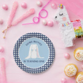 いくつかのバニーワンブルーギンガム誕生日 ペーパープレート (パーティー)