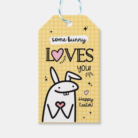 いくつかのバニー愛あなたハッピーイースターギフトラベル ギフトタグ (正面)
