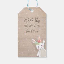 いくつかのバニー感謝メッセージカードピンクの女の子イースター ギフトタグ