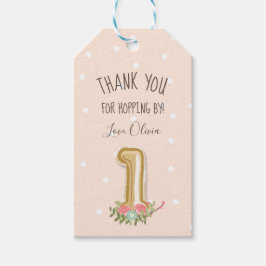 いくつかのバニー感謝メッセージカードピンクの女の子イースター ギフトタグ