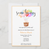 いくつかのバニー水色バルーンバニー赤ちゃんシャワー 招待状 (正面)