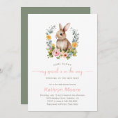 いくつかのバニー特別なフローラの赤ちゃんシャワー 招待状 (正面/裏面)