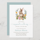 いくつかのバニー特別なフローラの赤ちゃんシャワー 招待状 (正面/裏面)