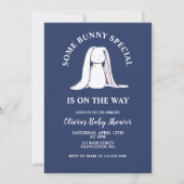 いくつかのバニー特別な青いギンガムベビーシャワー 招待状 (正面)