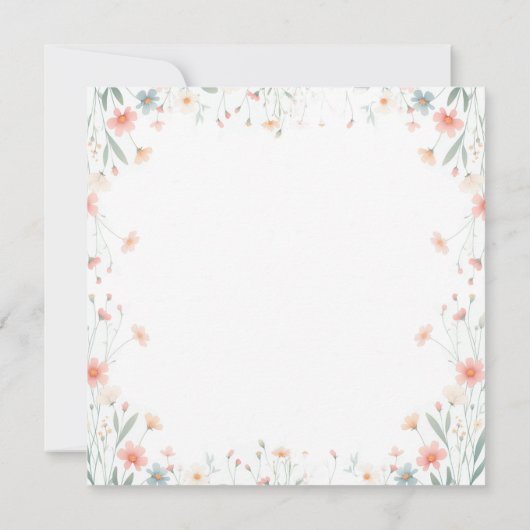 いくつかのバニー甘いワイルドフラワーピンクの弓ベビーシャワー 招待状 (裏面)