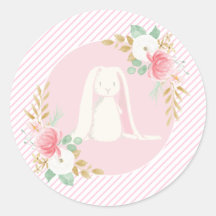 いくつかのバニー誕生日のシールフローラとピンク