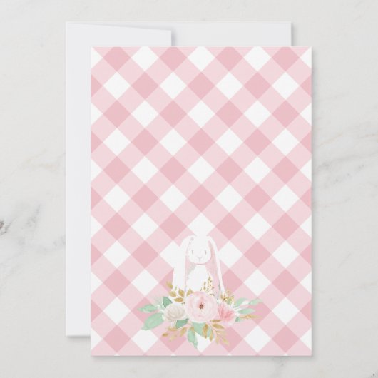 いくつかのバニー誕生日招待状フローラとピンク 招待状 (裏面)