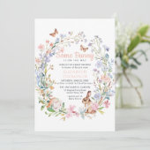 いくつかのバニー魅惑の野草の庭の赤ちゃんシャワー 招待状 (スタンド正面)