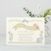 いくつかのバニー黄男女兼用色の赤ちゃんシャワー 招待状 (スタンド正面)