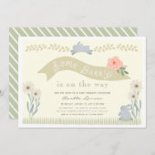 いくつかのバニー黄男女兼用色の赤ちゃんシャワー 招待状 (正面/裏面)