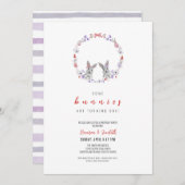 いくつかのバンニーが1を回している、春誕生日 招待状 (正面/裏面)