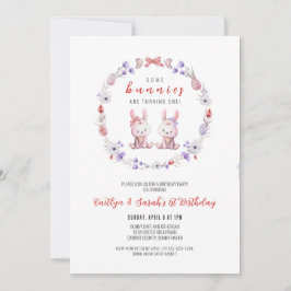 いくつかのブンニーが1回、双子1歳の誕生日を回っている 招待状