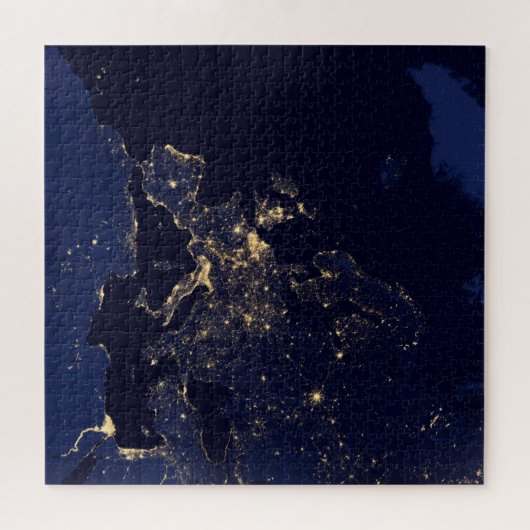 いくつかのヨーロッパおよび北欧の都市の都市の照明。 ジグソーパズル (横)