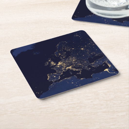 いくつかのヨーロッパおよび北欧の都市の都市の照明。 スクエアペーパーコースター (アングル)