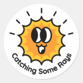 いくつかのレイのサンステッカーをキャッチ ラウンドシール (正面)