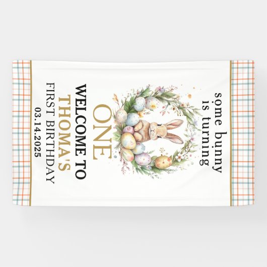 いくつかの復活祭バニーが1日の誕生日を回している 横断幕 (横)