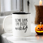 いくつかの日私は余分に魔性の女性モダンハロウィーン ツートーンマグカップ<br><div class="desc">私たちの"いくつかの日私は余分にウィッチ"女性のハロウィンモダン2トーンのコーヒーマグであなたの朝にいくつかのサスを追加！シックな白黒のデザインを搭載したマグはよくはしゃぐタイポグラフィのフレーズスタイリッシュを表し、あなたの気の利いた側に祝最適である。耐久性の高いセラミック製で、電子レンジと食洗機の両方が安全で、利便性とスタイルを提供。対照的な色とおもしろいメッセージは、このマグはあなたのハロウィーンのコレクションに際立った追加を作る、態度のtouchとあなたのビールを飲み込むに理想的なお気に入りの。</div>