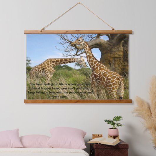 いくつかの木のポスターでフィールドにキリン 吊り下げ型タペストリー (寝室)